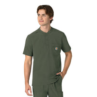Force Cross-Flex Men's Henley Scrub Top Olive