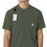 Force Cross-Flex Men's Henley Scrub Top Olive side detail 2