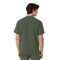 Force Cross-Flex Men's Henley Scrub Top Olive back view