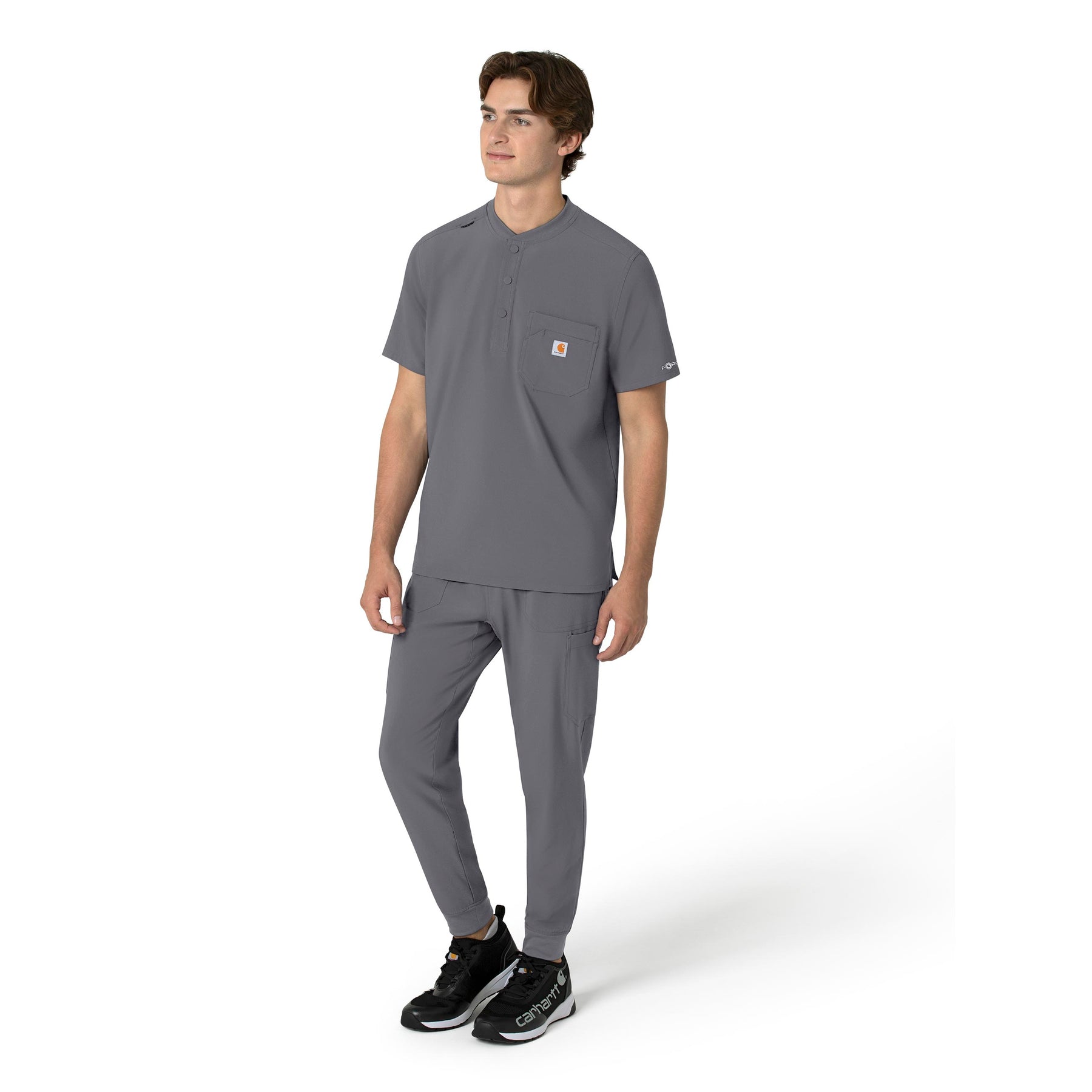 Force Cross-Flex Men's Henley Scrub Top Pewter side view