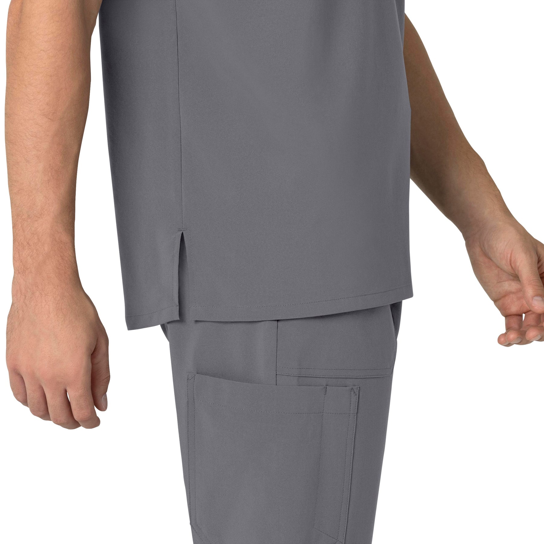 Force Cross-Flex Men's Henley Scrub Top Pewter front detail