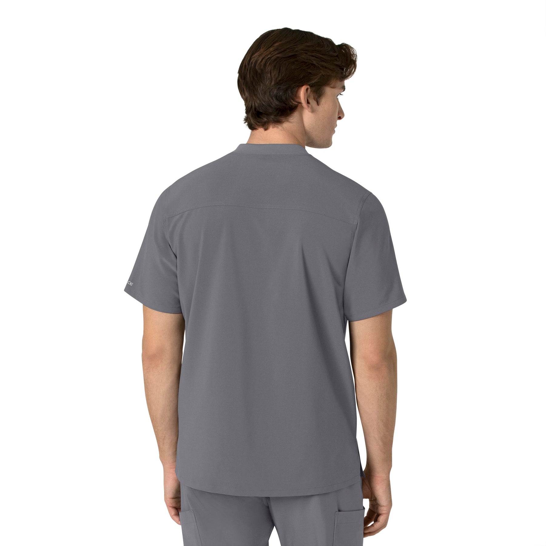Force Cross-Flex Men's Henley Scrub Top Pewter back view
