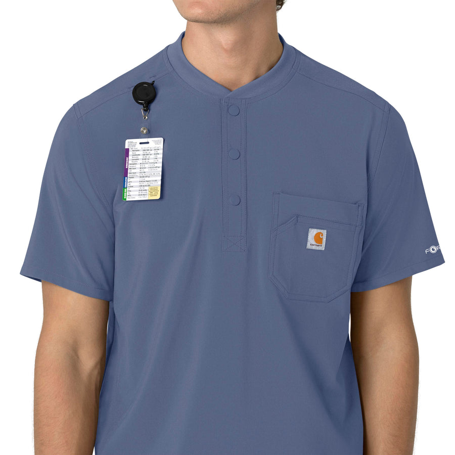 Force Cross-Flex Men's Henley Scrub Top Riverside side detail 2