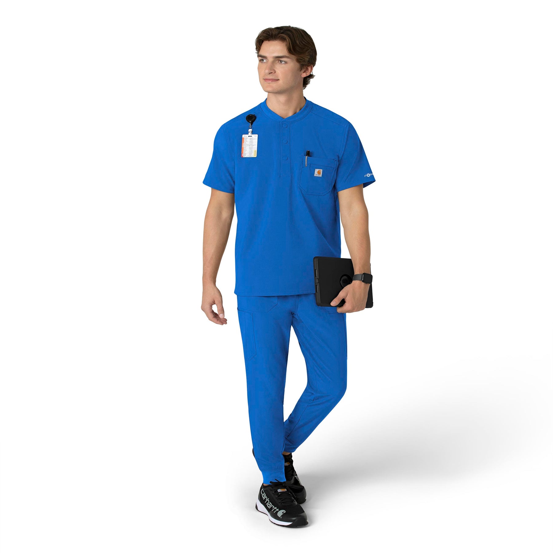 Force Cross-Flex Men's Henley Scrub Top Royal full scrub set