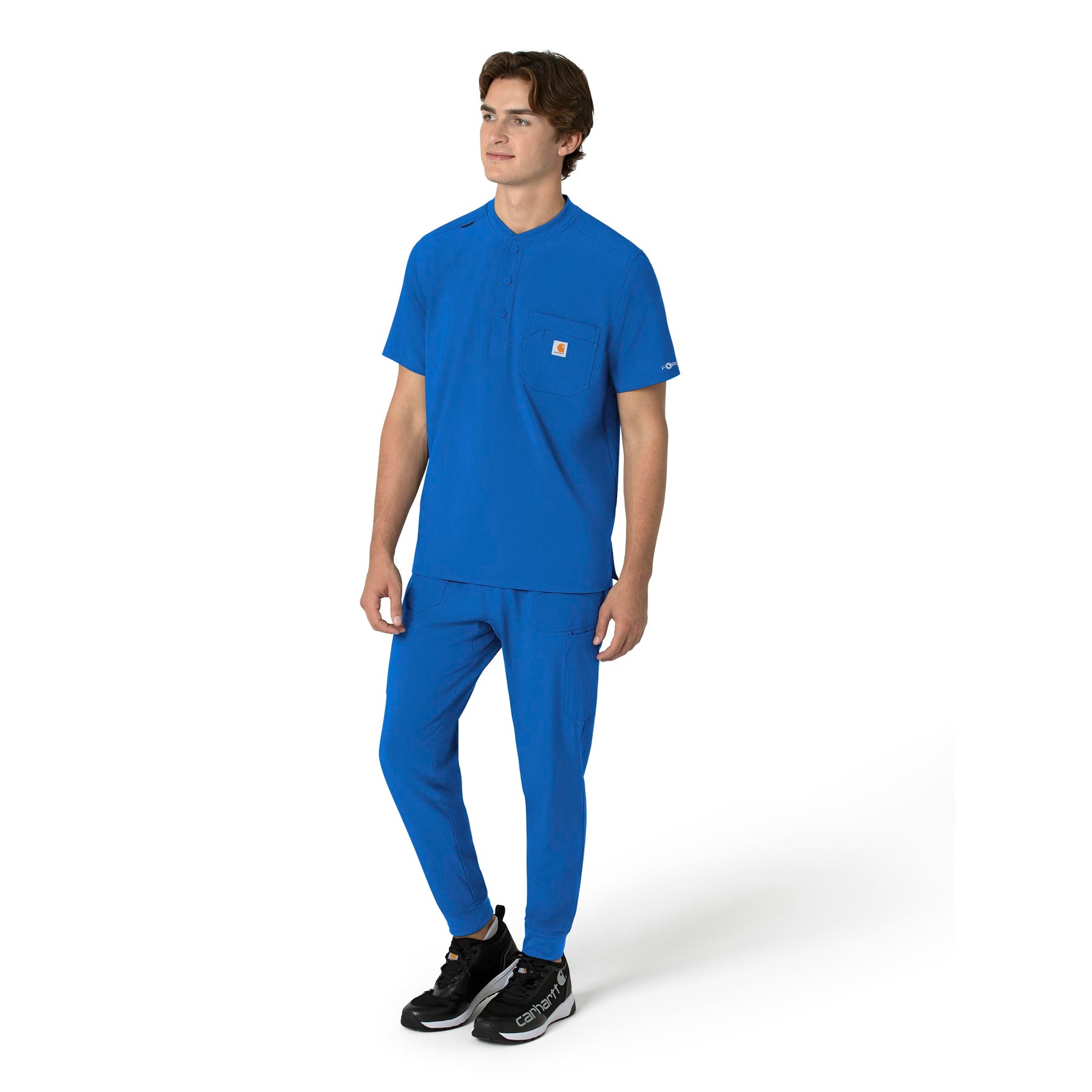 Force Cross-Flex Men's Henley Scrub Top Royal side view