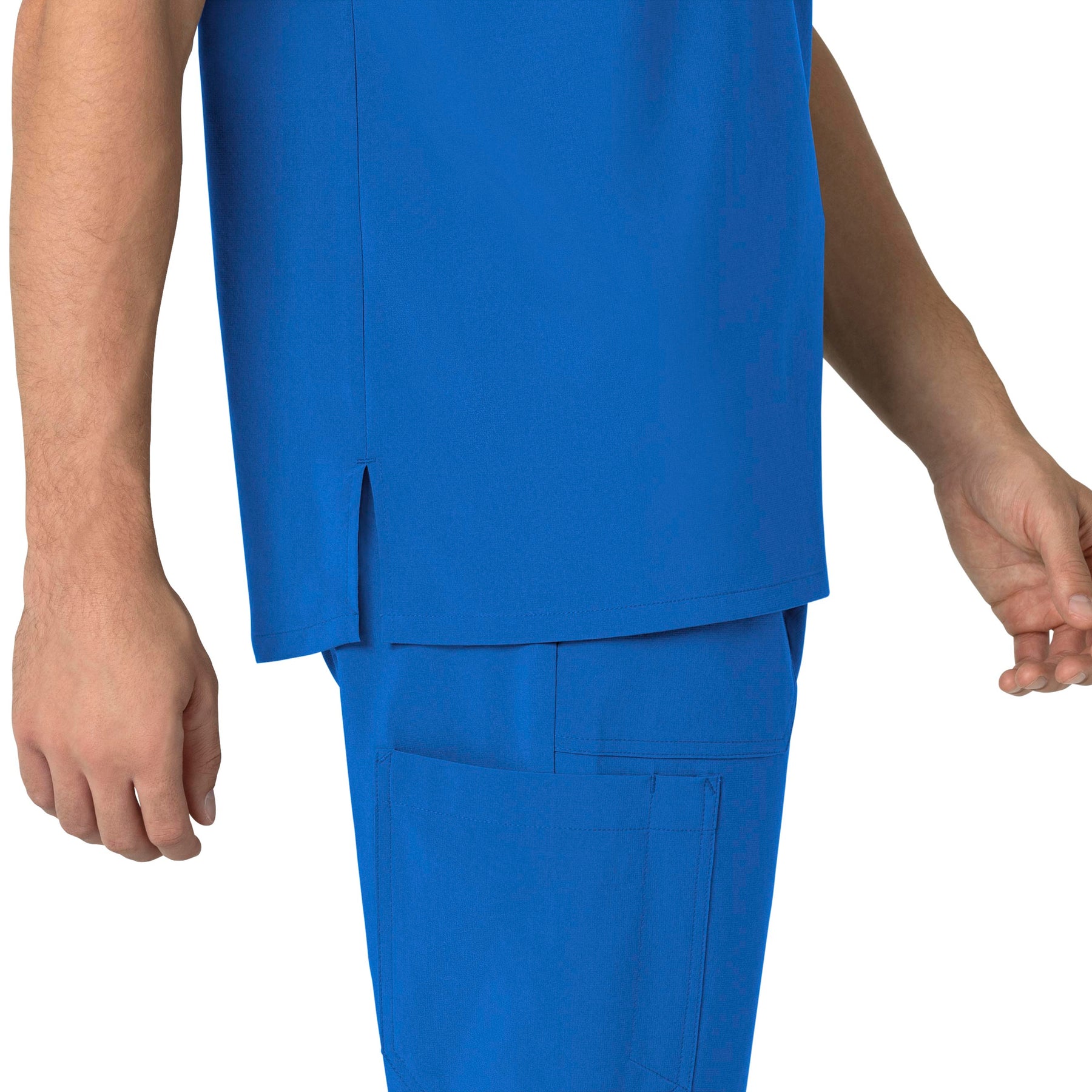 Force Cross-Flex Men's Henley Scrub Top Royal front detail