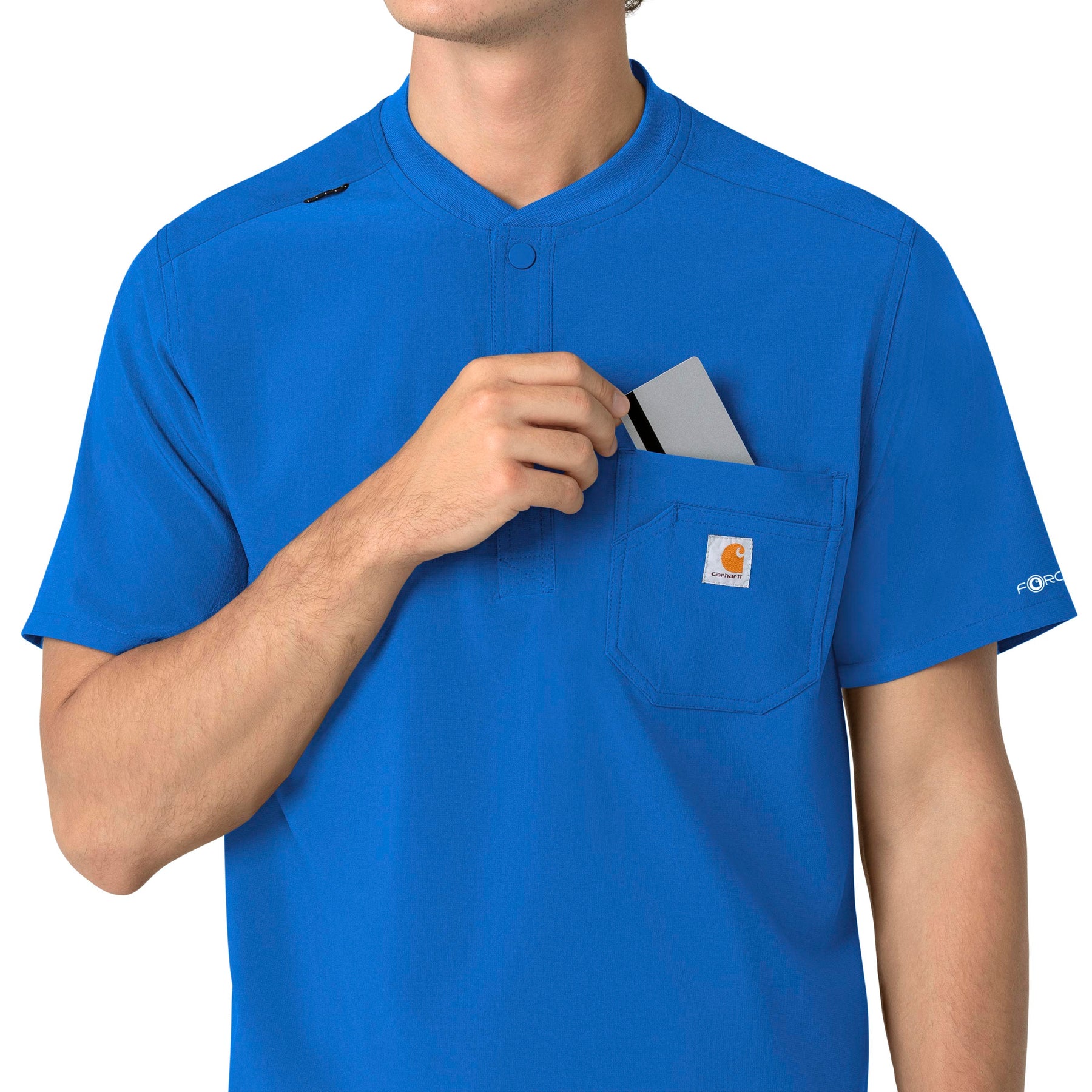 Force Cross-Flex Men's Henley Scrub Top Royal side detail 1