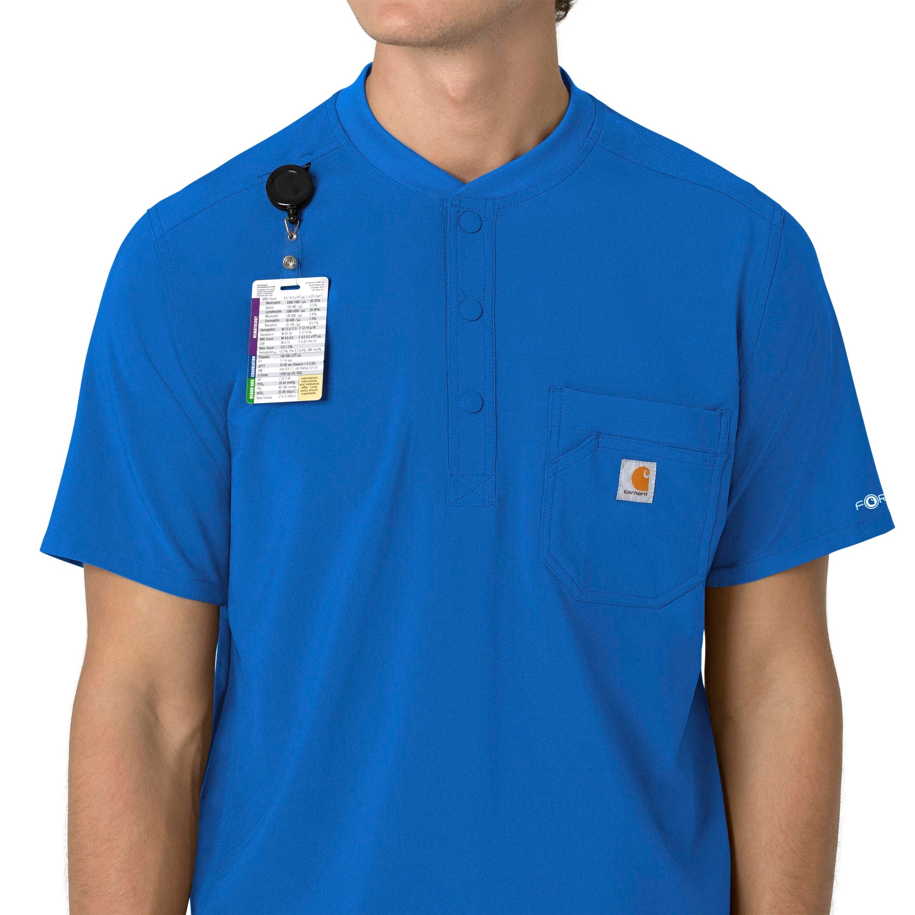 Force Cross-Flex Men's Henley Scrub Top Royal side detail 2