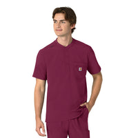 Force Cross-Flex Men's Henley Scrub Top Wine