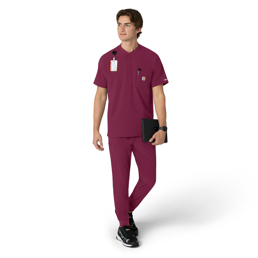 Force Cross-Flex Men's Henley Scrub Top Wine full scrub set