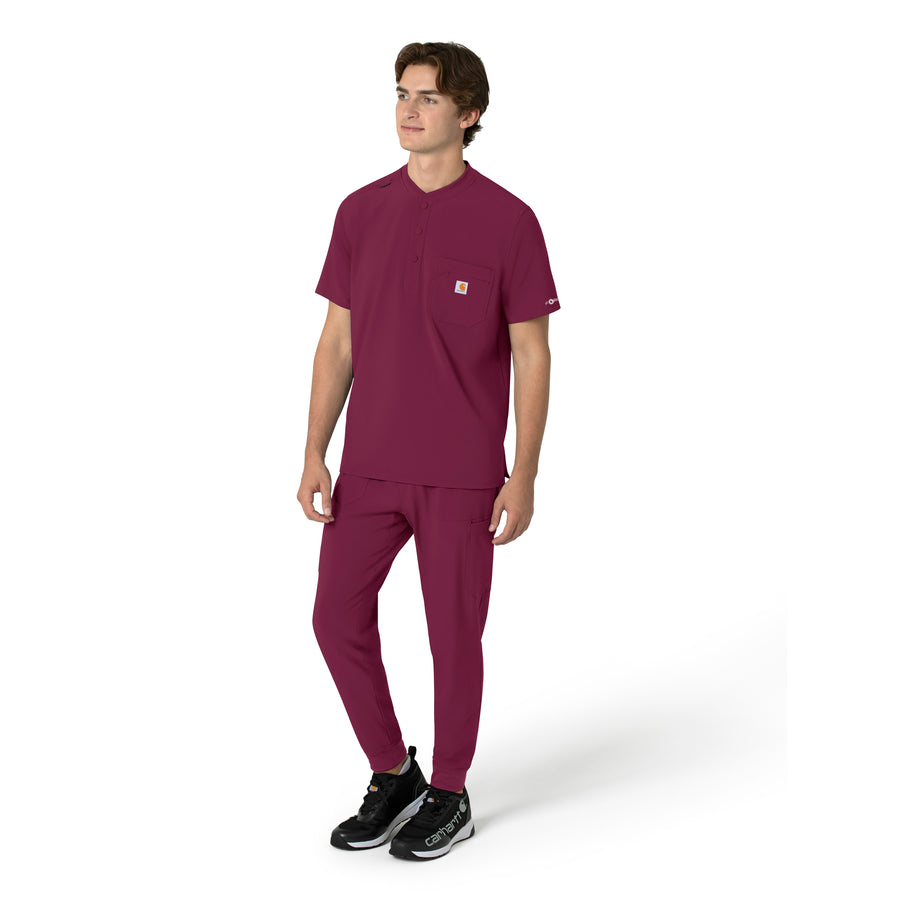 Force Cross-Flex Men's Henley Scrub Top Wine side view