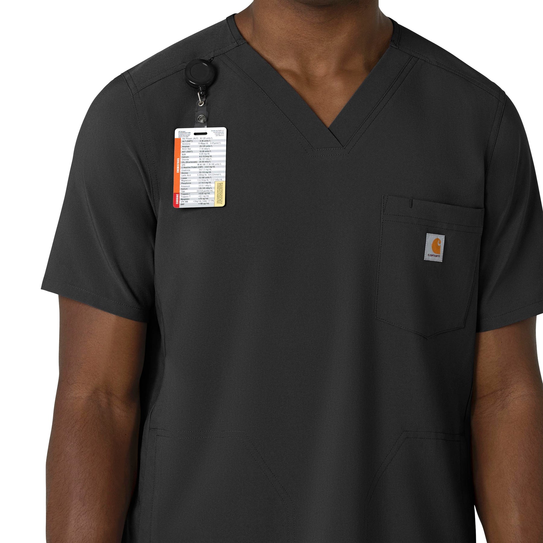 Force Cross-Flex Men's V-Neck Scrub Top Black front detail