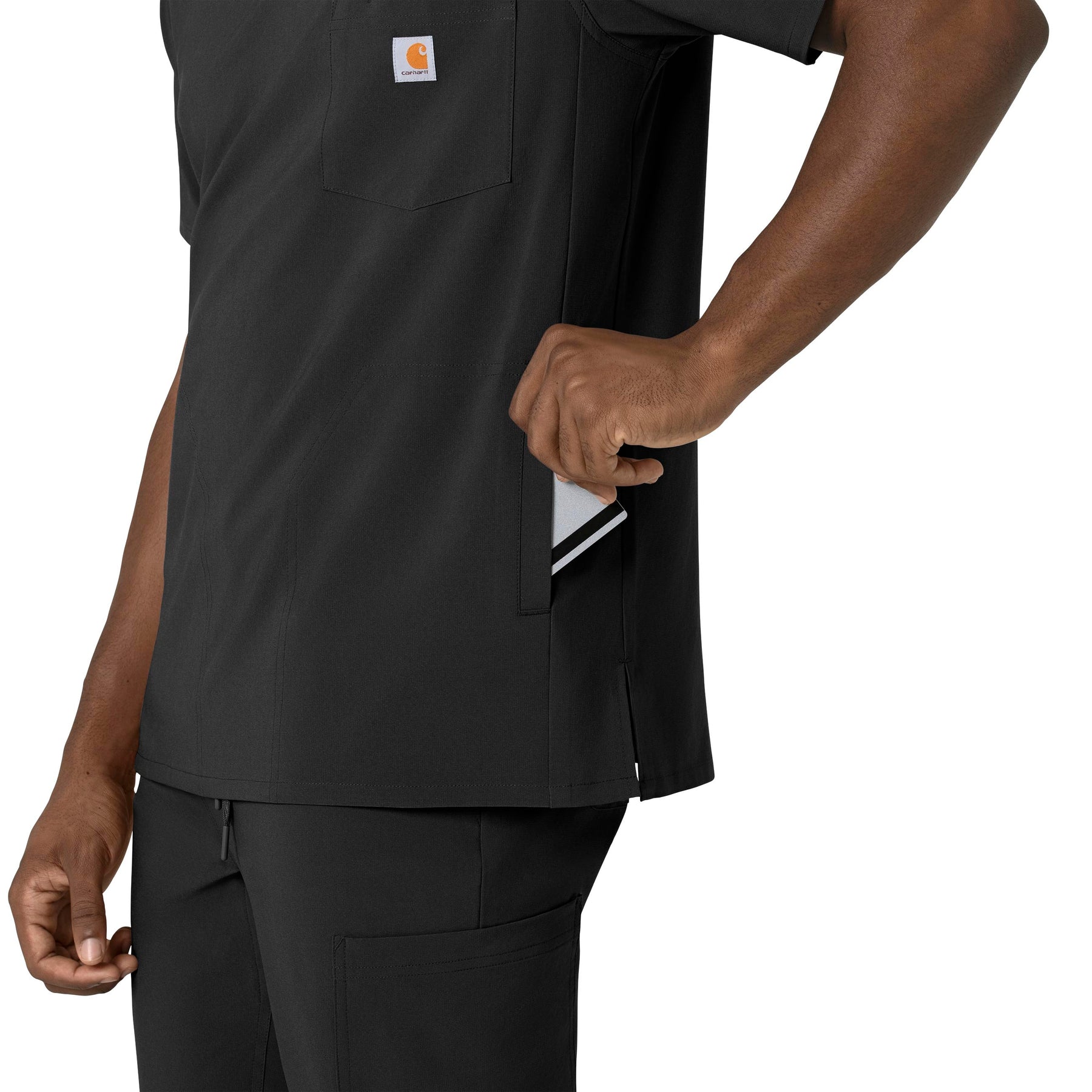 Force Cross-Flex Men's V-Neck Scrub Top Black side detail 2
