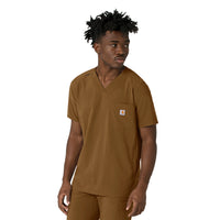 Force Cross-Flex Men's V-Neck Scrub Top Carhartt Brown