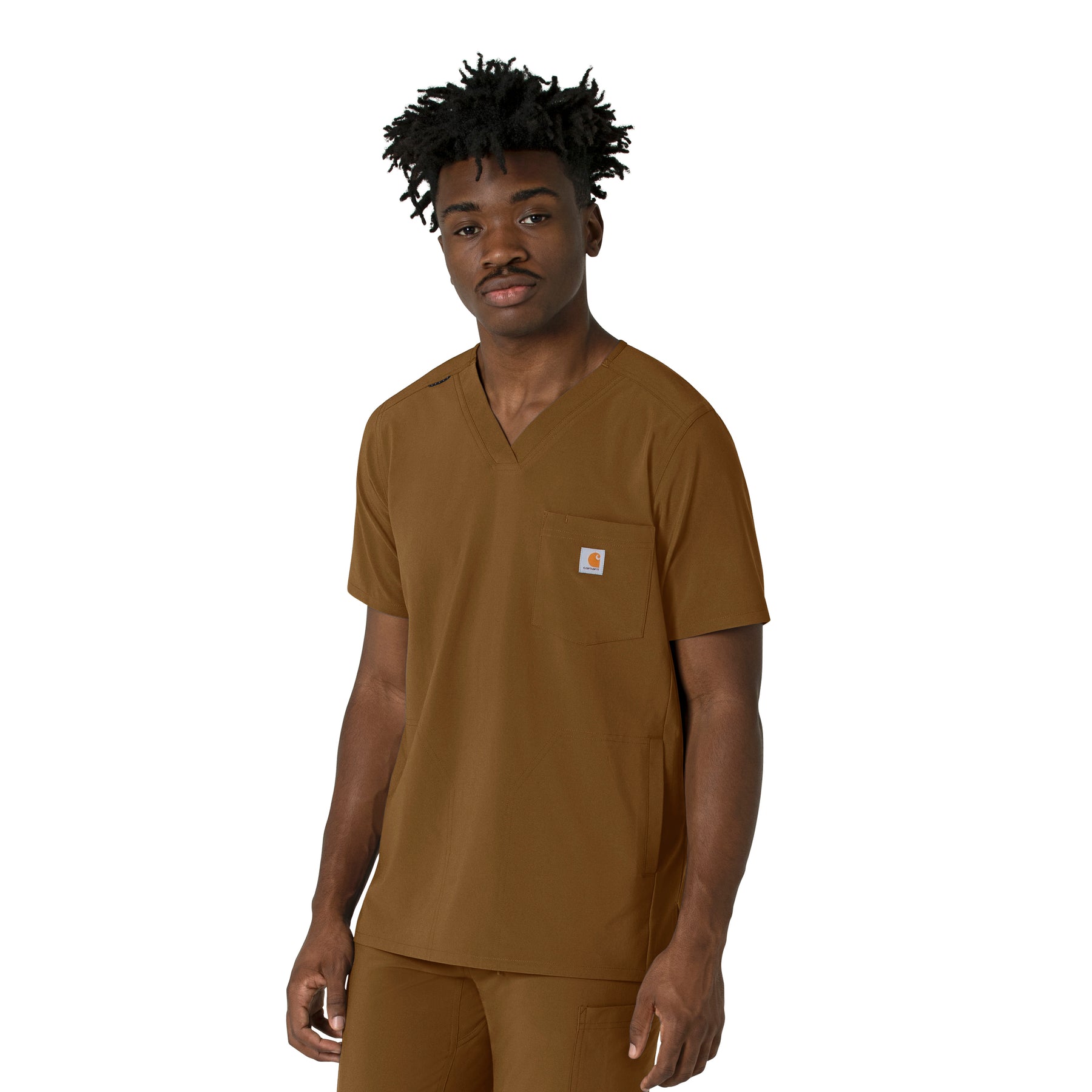 Force Cross-Flex Men's V-Neck Scrub Top Carhartt Brown side view