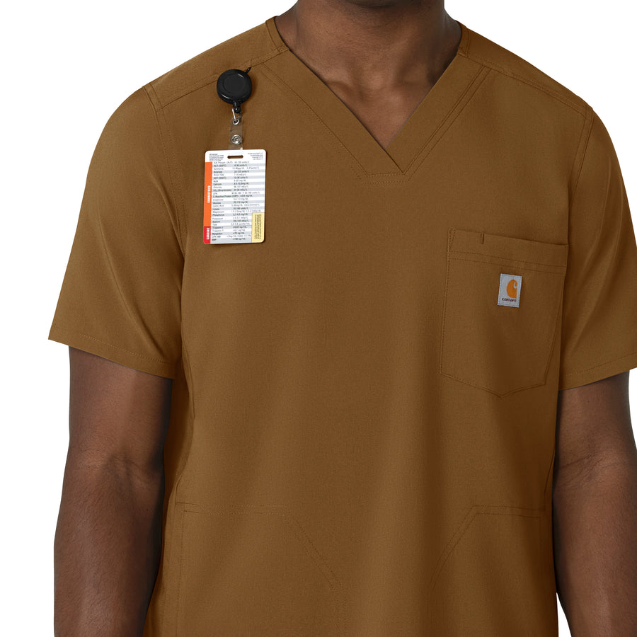 Force Cross-Flex Men's V-Neck Scrub Top Carhartt Brown front detail