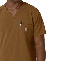 Force Cross-Flex Men's V-Neck Scrub Top Carhartt Brown side detail 1