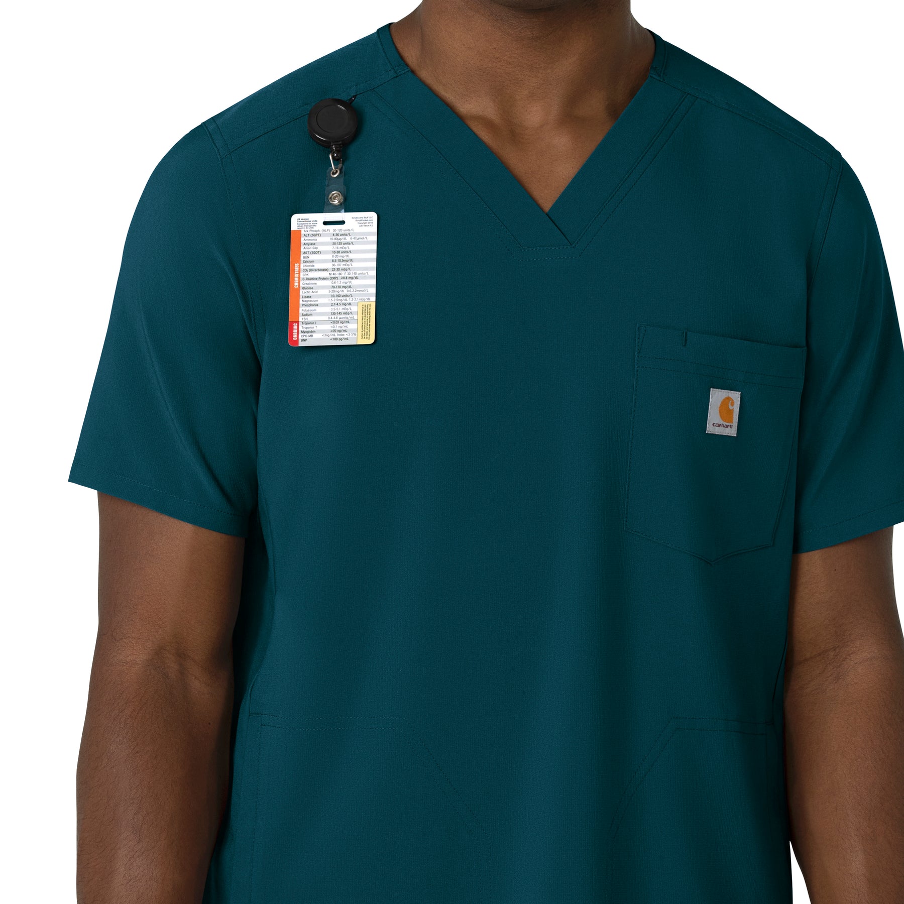 Force Cross-Flex Men's V-Neck Scrub Top Caribbean front detail