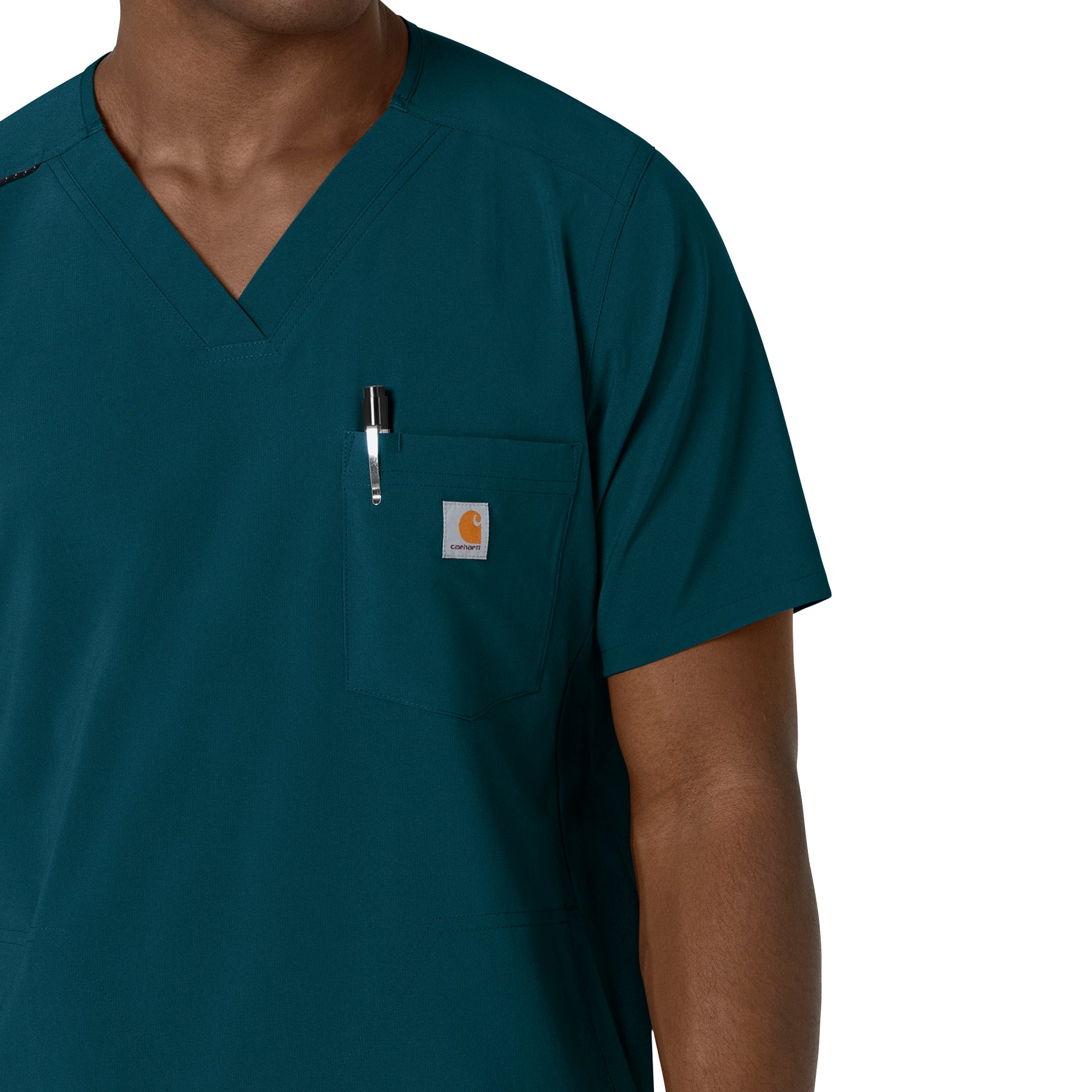 Force Cross-Flex Men's V-Neck Scrub Top Caribbean side detail 1