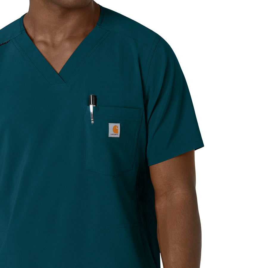 Force Cross-Flex Men's V-Neck Scrub Top Caribbean side detail 1