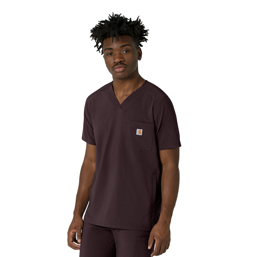 Carhartt Force Cross-Flex Men's V-Neck Scrub Top - Dark Sepia