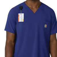 Force Cross-Flex Men's V-Neck Scrub Top Galaxy Blue front detail