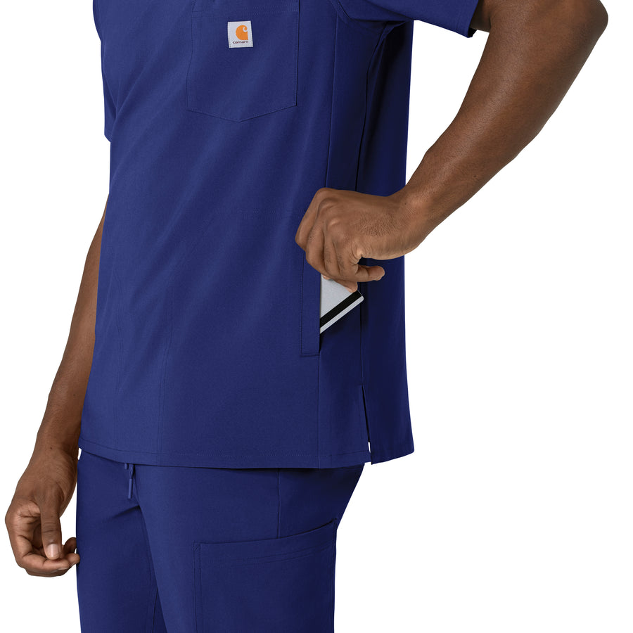 Force Cross-Flex Men's V-Neck Scrub Top Galaxy Blue side detail 2
