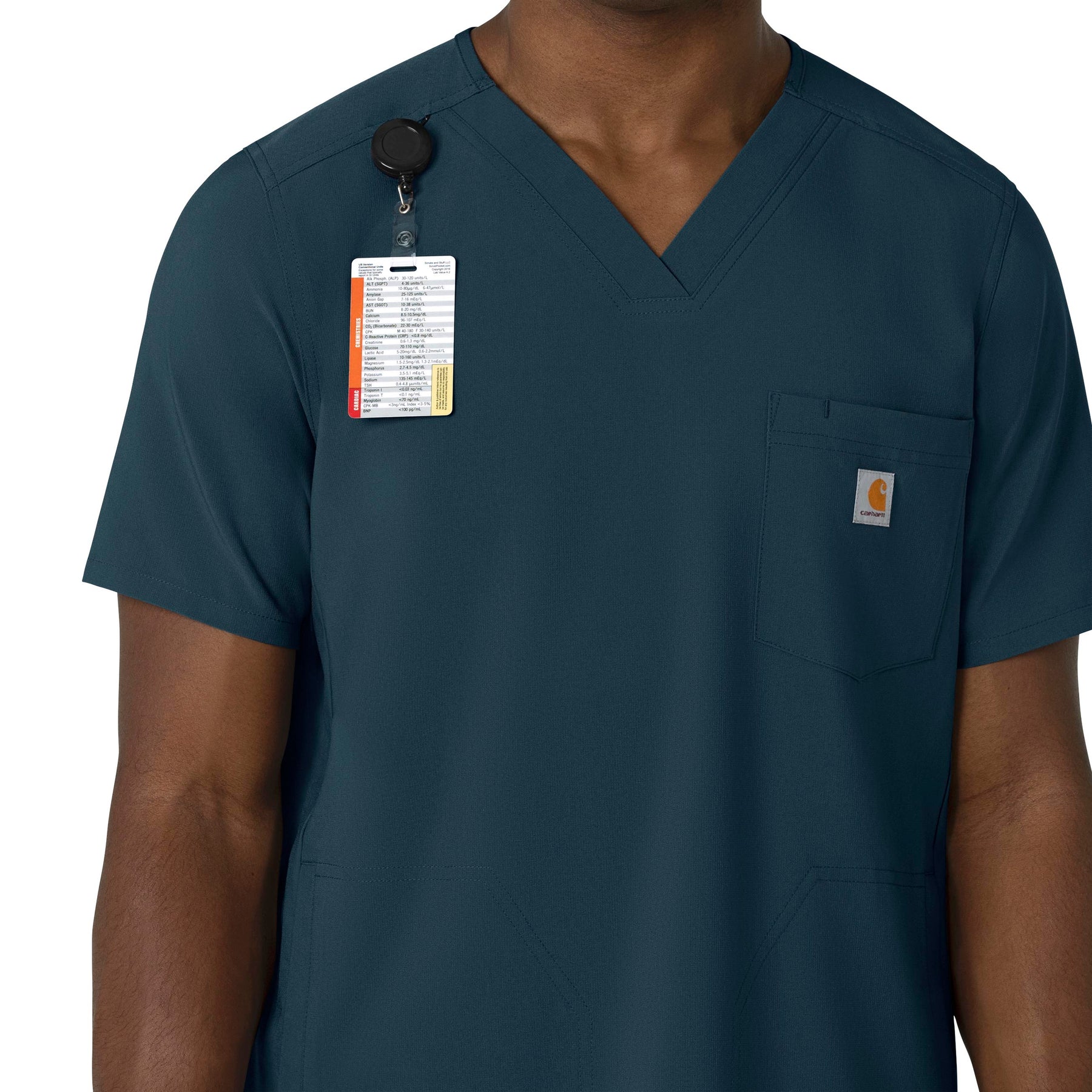 Force Cross-Flex Men's V-Neck Scrub Top Navy front detail