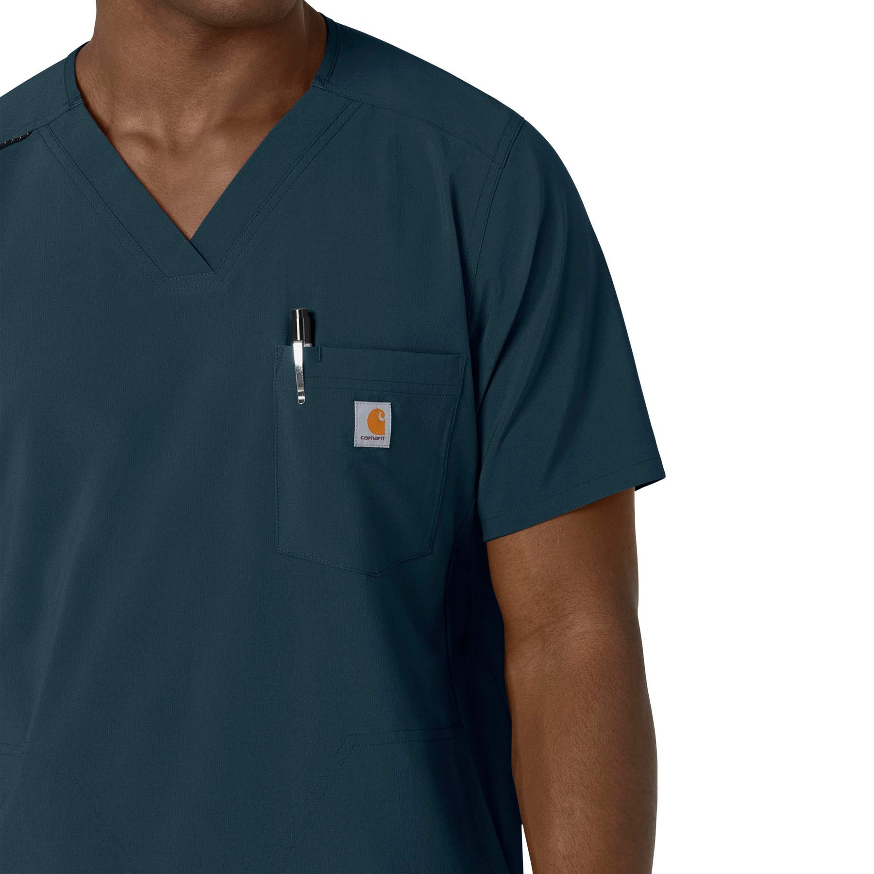 Force Cross-Flex Men's V-Neck Scrub Top Navy side detail 1