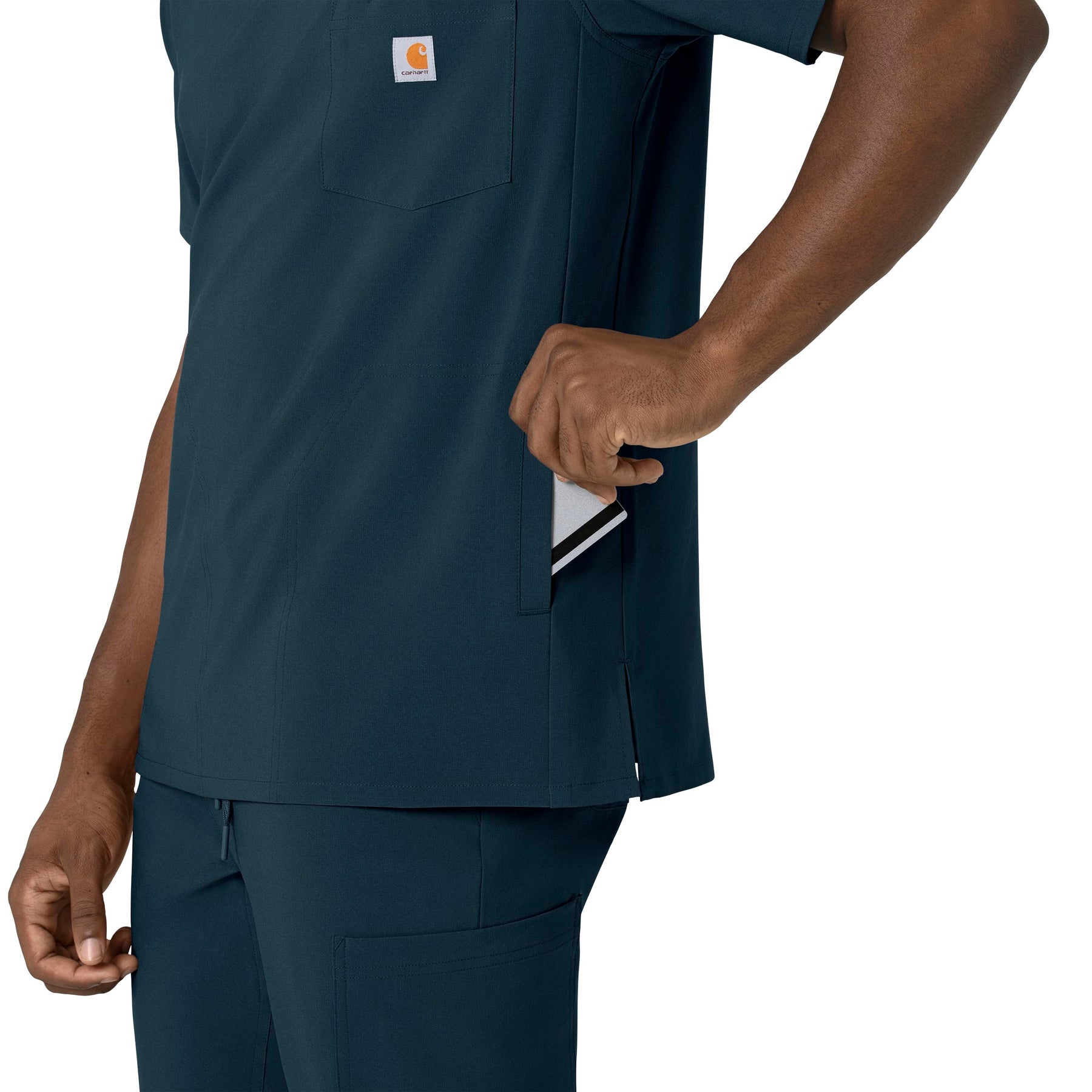 Force Cross-Flex Men's V-Neck Scrub Top Navy side detail 2