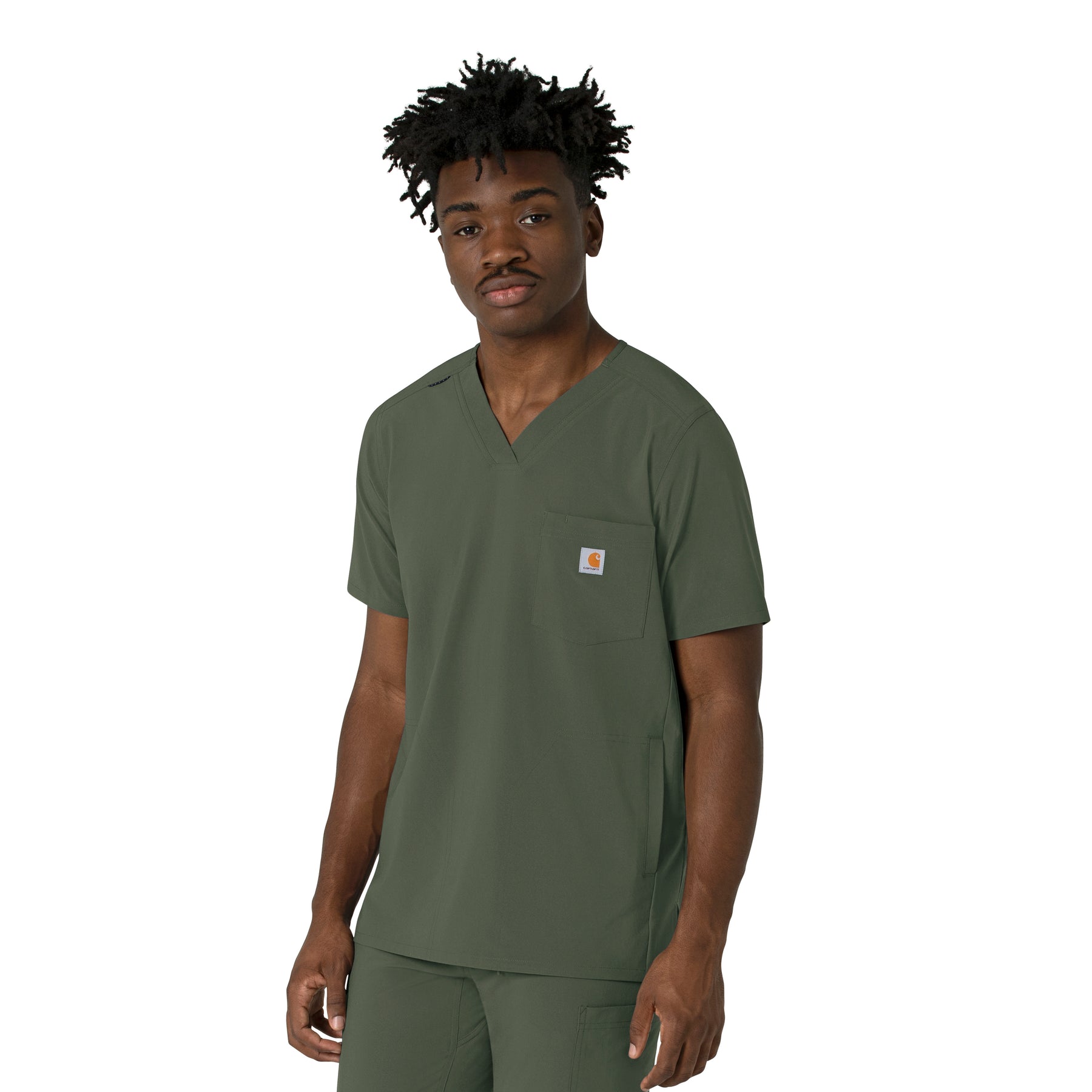Force Cross-Flex Men's V-Neck Scrub Top Olive side view