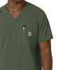 Force Cross-Flex Men's V-Neck Scrub Top Olive side detail 1