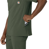 Force Cross-Flex Men's V-Neck Scrub Top Olive side detail 2