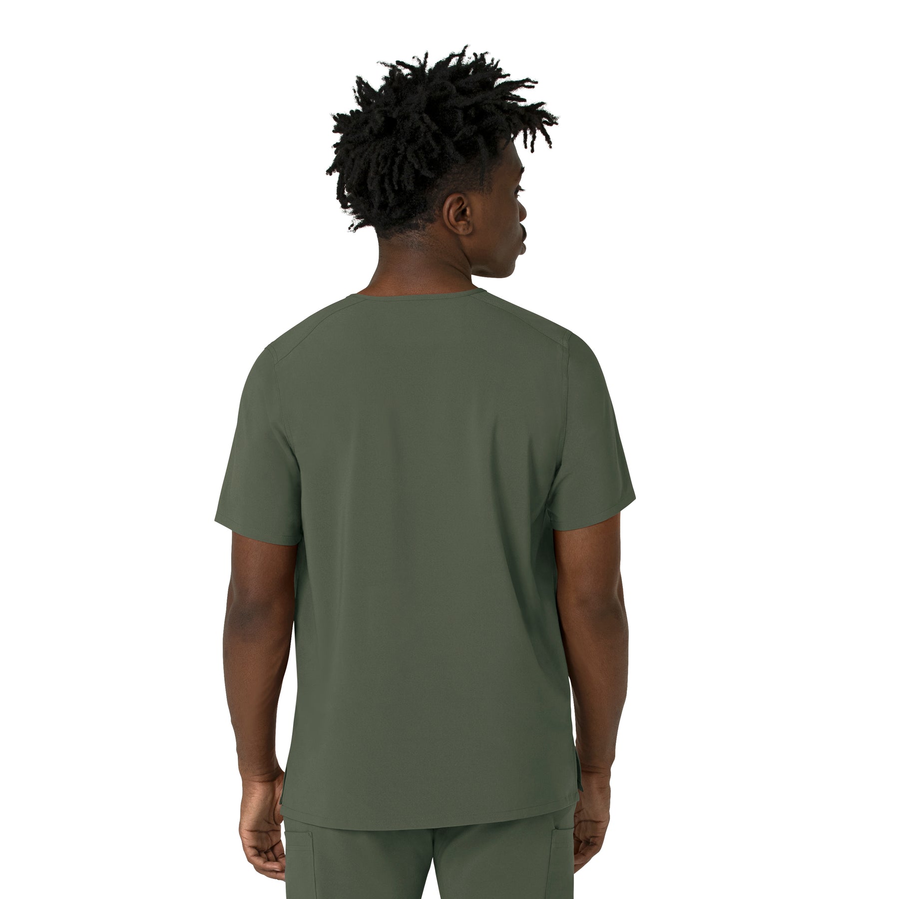 Force Cross-Flex Men's V-Neck Scrub Top Olive back view