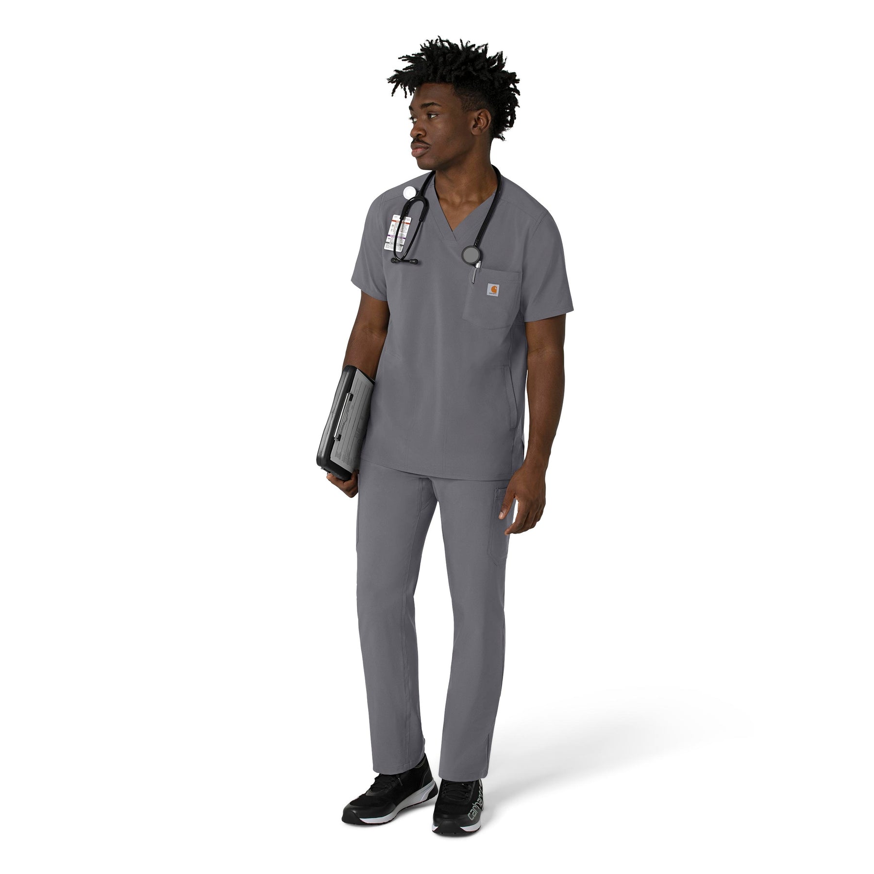 Force Cross-Flex Men's V-Neck Scrub Top Pewter full scrub set