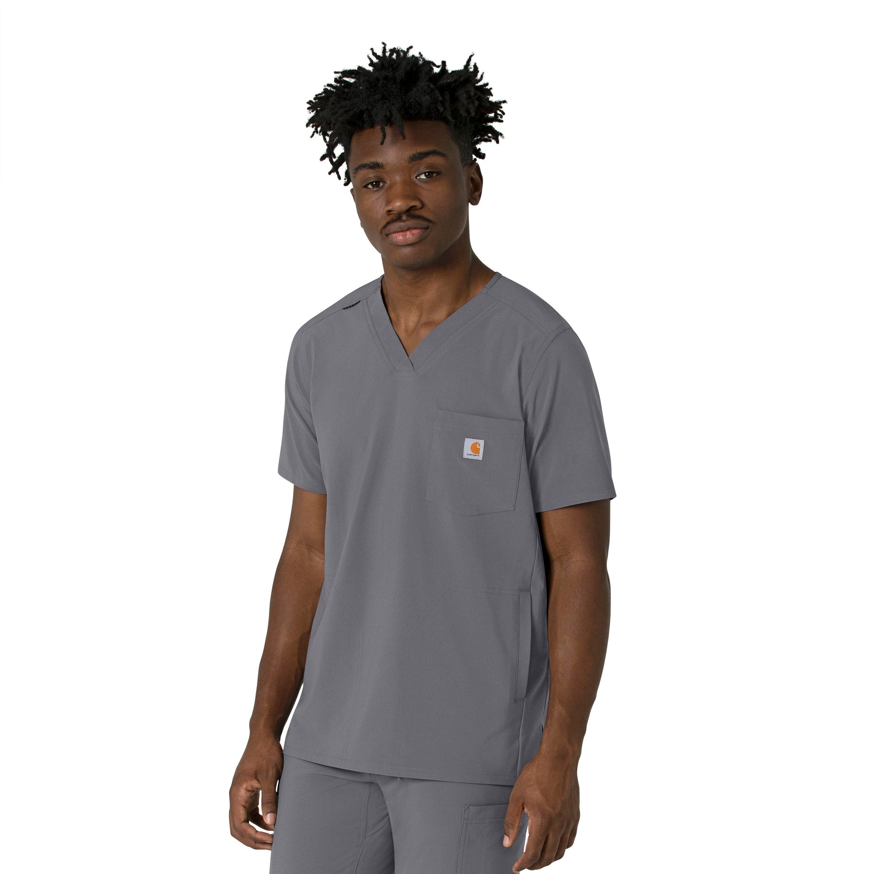 Force Cross-Flex Men's V-Neck Scrub Top Pewter side view