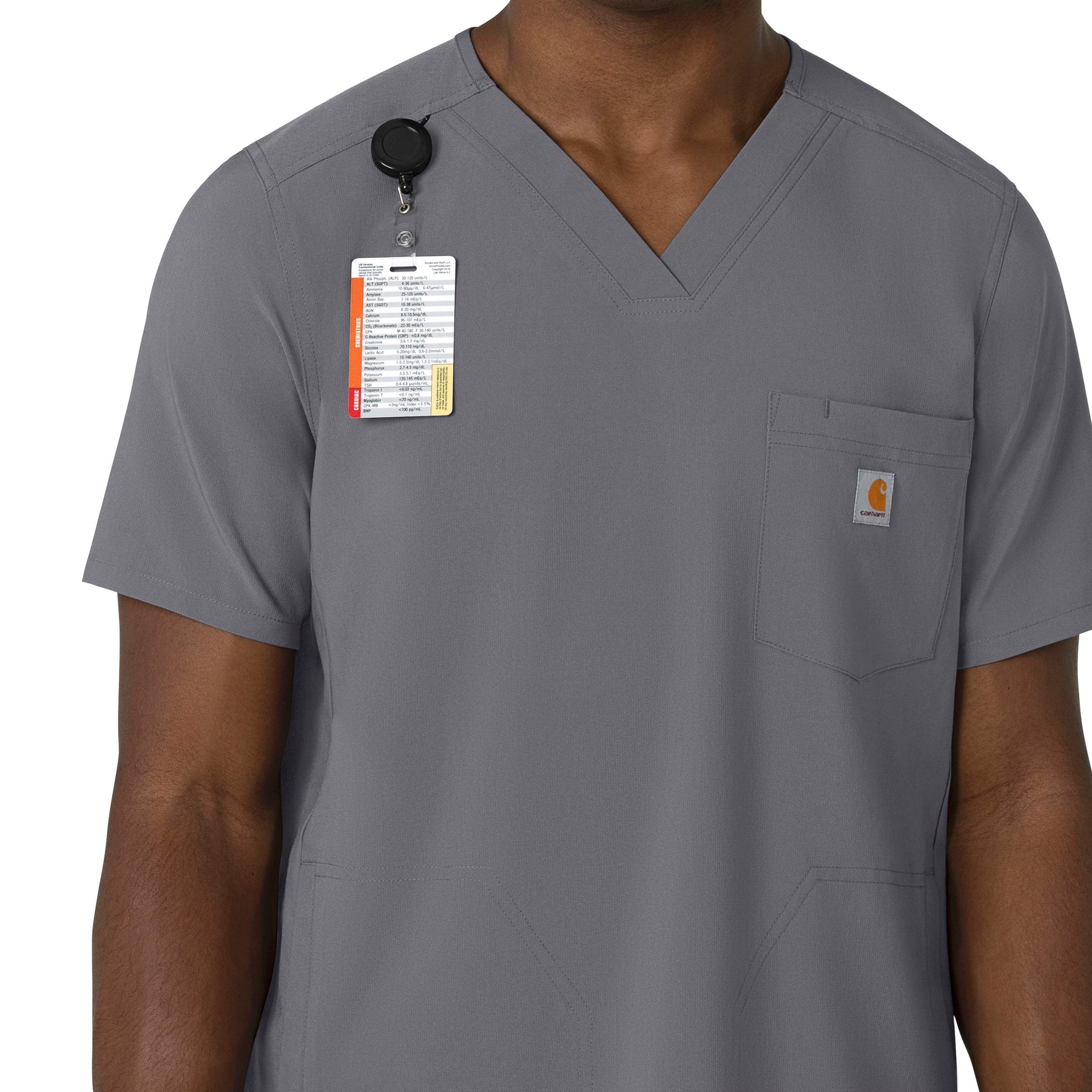 Force Cross-Flex Men's V-Neck Scrub Top Pewter front detail