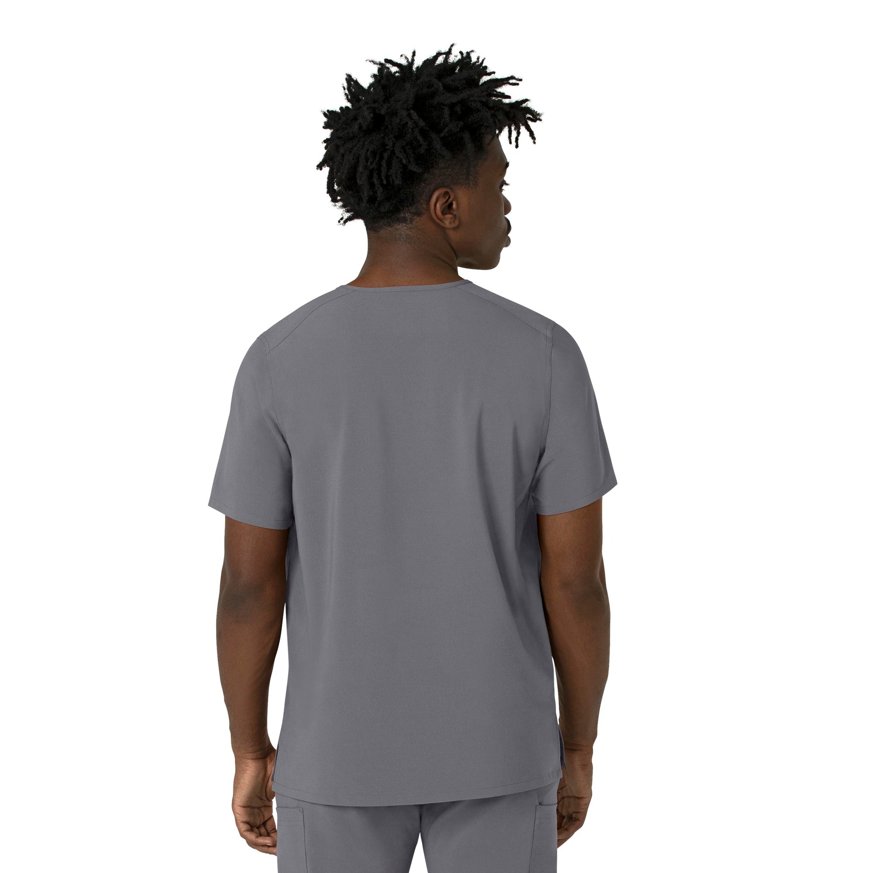 Force Cross-Flex Men's V-Neck Scrub Top Pewter back view