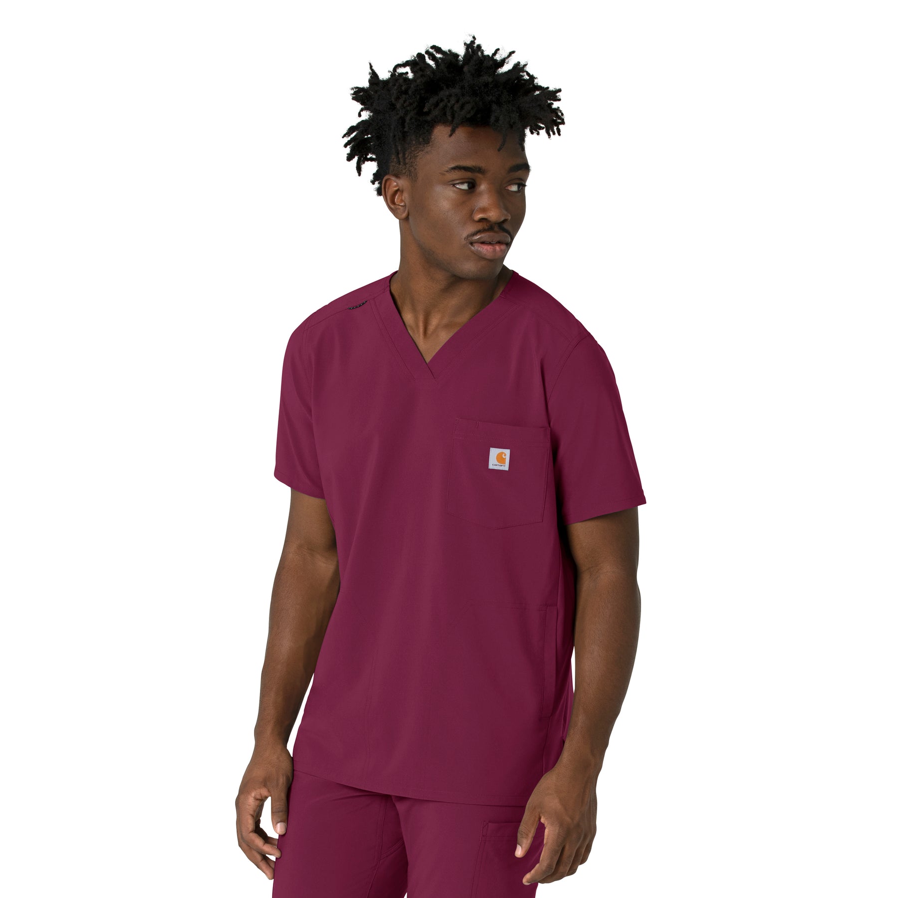Force Cross-Flex Men's V-Neck Scrub Top Wine