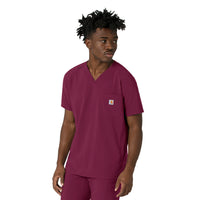 Force Cross-Flex Men's V-Neck Scrub Top Wine
