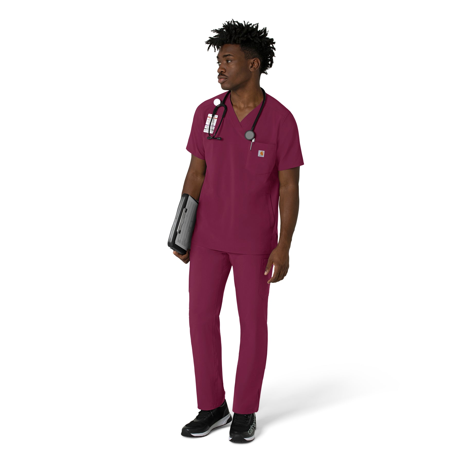 Force Cross-Flex Men's V-Neck Scrub Top Wine full scrub set