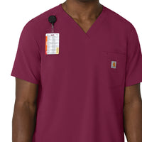 Force Cross-Flex Men's V-Neck Scrub Top Wine front detail