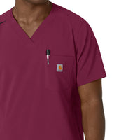 Force Cross-Flex Men's V-Neck Scrub Top Wine side detail 1
