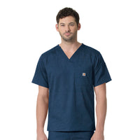 Rugged Flex Ripstop Men's 6 Pocket Scrub Top Navy Heather