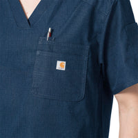 Rugged Flex Ripstop Men's 6 Pocket Scrub Top Navy Heather side detail 1