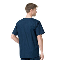 Rugged Flex Ripstop Men's 6 Pocket Scrub Top Navy Heather back view