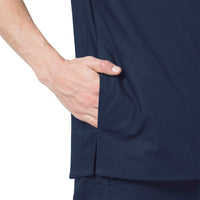 Rugged Flex Ripstop Men's 6 Pocket Scrub Top Navy hemline detail