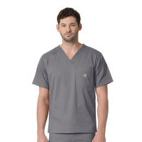 Rugged Flex Ripstop Men's 6 Pocket Scrub Top Pewter