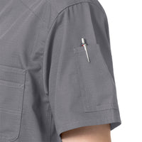 Rugged Flex Ripstop Men's 6 Pocket Scrub Top Pewter side detail 2