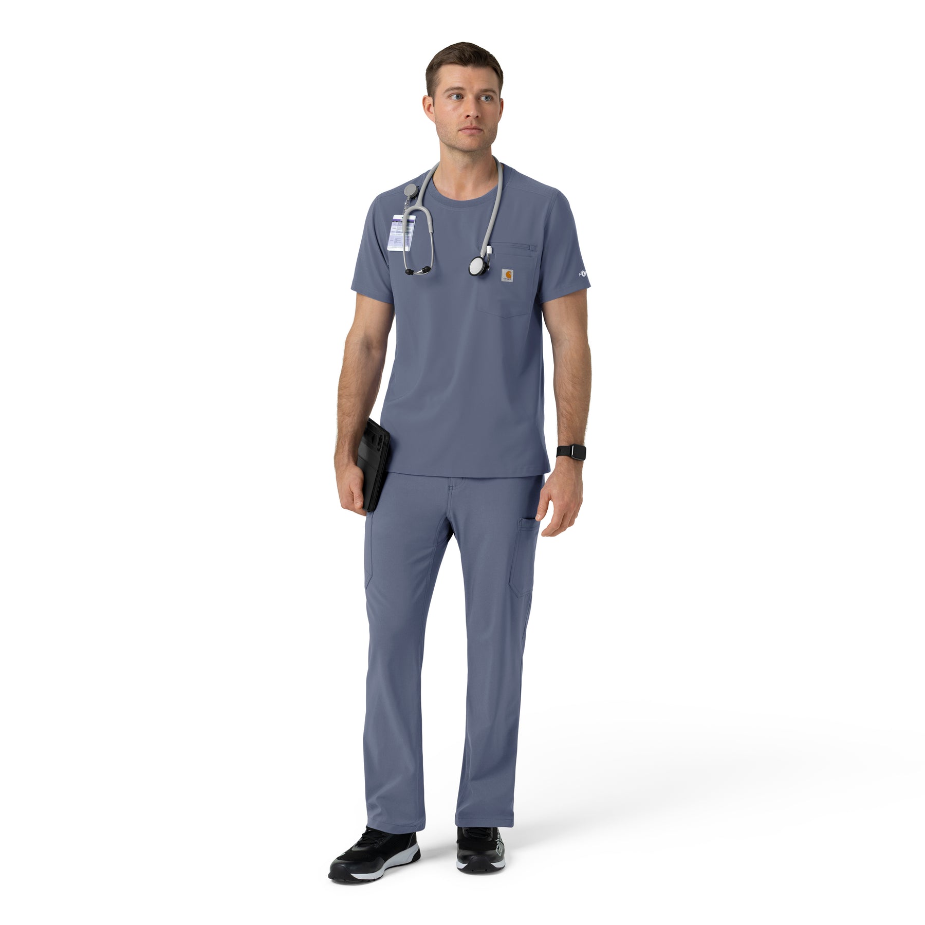 Carhartt Cross-Flex Men's Crew Neck Scrub Top - Approaching Storm